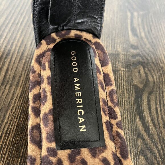 NW Good American Leopard Sandals with Gold Chain New - Just Not In Box. - Picture 5 of 7